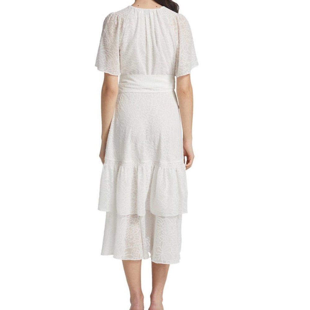Tanya Taylor White Textured Wrap Midi Dress - Picture 4 of 15